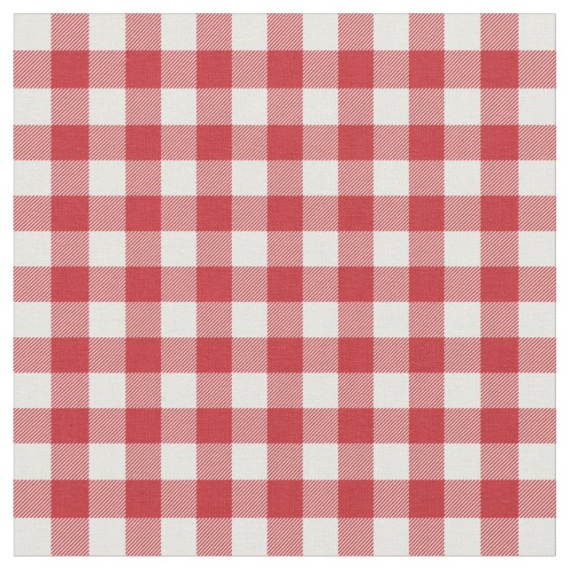Scotland classic tartan pattern red and white Xmas Fabric (Close Up)
