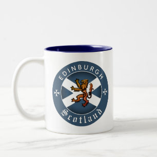 Scotland Coffee Mug, Edinburgh, Scottish Flag Two-Tone Coffee Mug