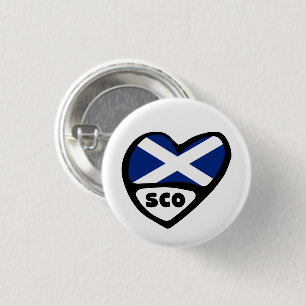 Scotland Country Code Flag Heart Pin Badge, SCO