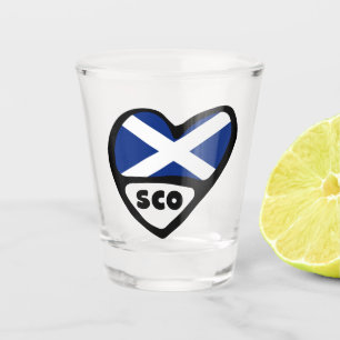 Scotland Country Code Flag Heart, SCO Shot Glass