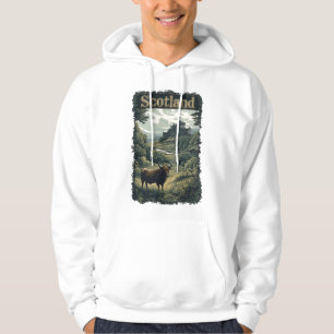 Scotland Design: Highland Cow, Castle, and Scenery Hoodie