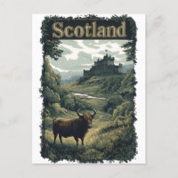 Scotland Design: Highland Cow, Castle, and Scenery