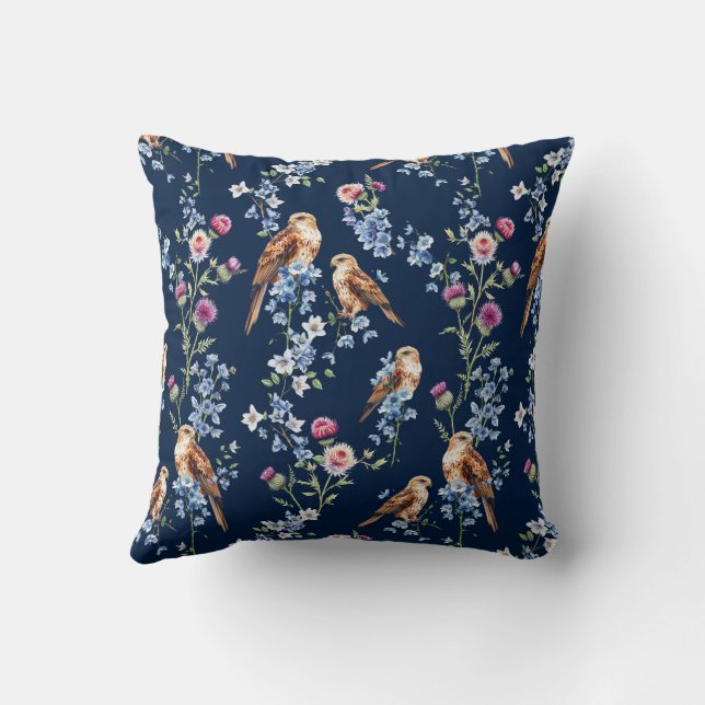 Scotland Eagle Thistle Bluebell Floral Pattern  Cushion (Back)