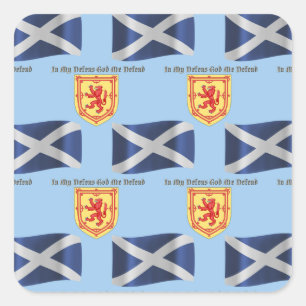 Scotland Flag, Crest and Motto Square Sticker