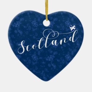 Scotland Flag in Heart, Scottish Saltire Ceramic Ornament