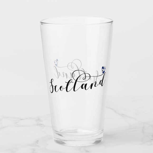 Scotland Flag in Heart, Scottish Saltire Glass (Front)