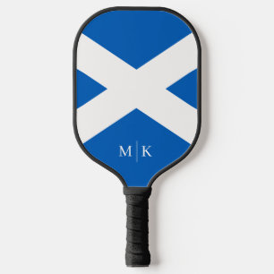 Scotland Flag Modern Monogram Pickleball Paddle