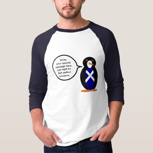 Scotland Flag Wildlife Penguin Personalised Gift T-Shirt (Front)