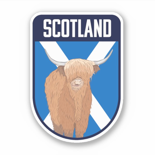 Scotland Flag with Highland Cow - Scotland Travel (Front)