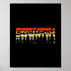Scotland Forest Sunset Trees Cabin Theme Vacation Poster