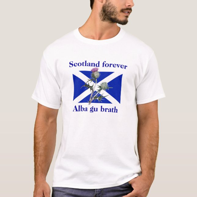 Scotland Forever Alba Gu Brath Thistle Flag Tee (Front)