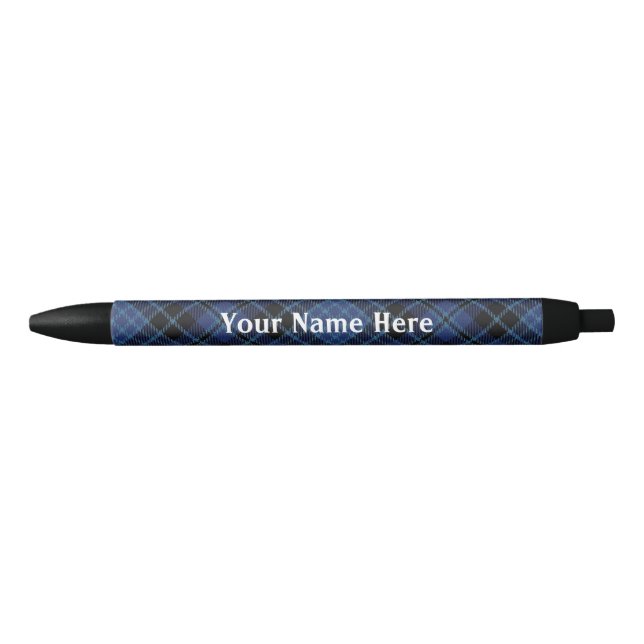 Scotland Forever Blue & Black Clergy Tartan Black Ink Pen (Front)