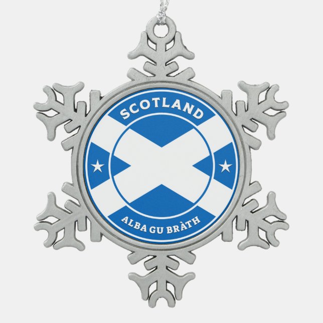Scotland Forever Snowflake Pewter Christmas Ornament (Front)