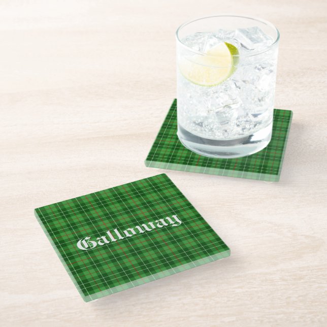 Scotland Galloway District Tartan Personalised Glass Coaster (Angled)