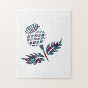 Scotland Gifts Scottish Thistle Tartan Plaid Gift Jigsaw Puzzle