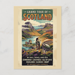 Scotland Grand Tour Retro Travel Poster Postcard