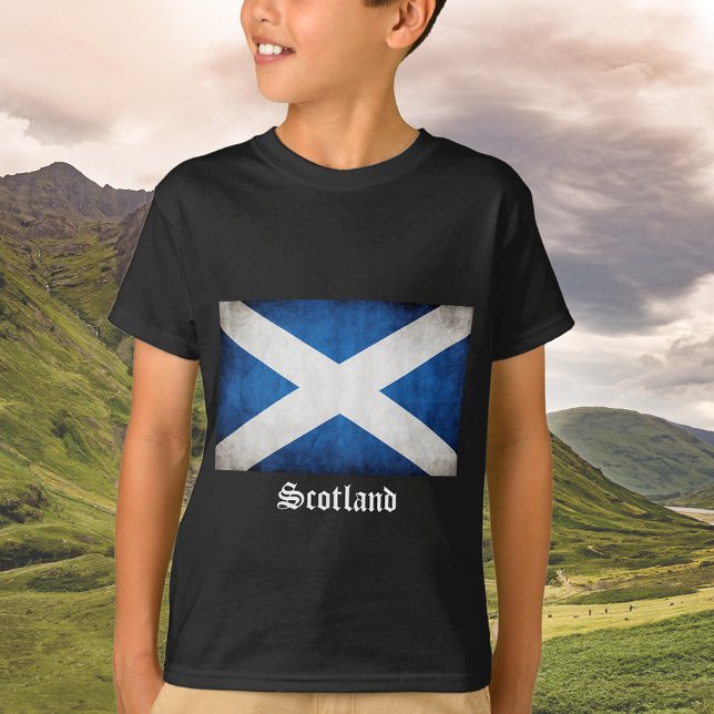 Scotland Grunge Flag T-Shirt (Scotland flag tee avail in kid and adult sizes )