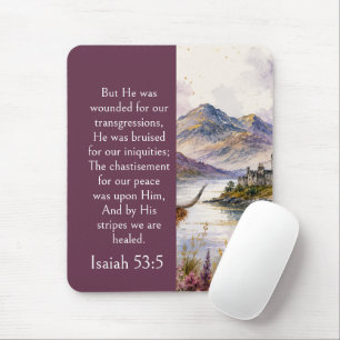 Scotland Highlands Aesthetic, Isaiah 53:5 Bible Mouse Pad