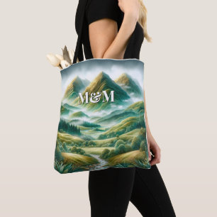 Scotland Highlands Aesthetic, Monogram Modern Tote Bag