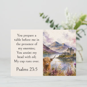 Scotland Highlands Aesthetic, Psalm 23:5 Scripture Thank You Card