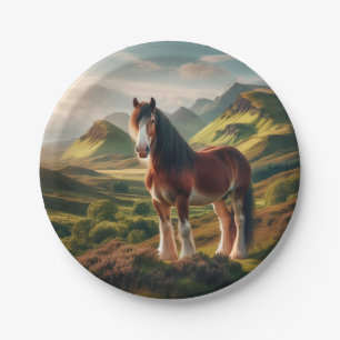 Scotland highlands Clydesdale horse Paper Plate