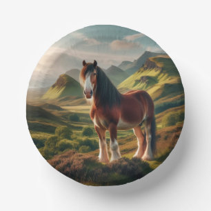 Scotland highlands Clydesdale horse Paper Plate