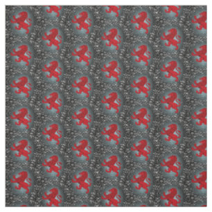 Scotland in silver Snow,Red Rampant Lion, on black Fabric