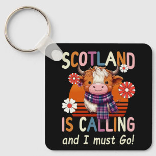 Scotland Is Calling And I Must Go Highland Cow Gro Key Ring