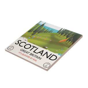 Scotland 'It's quicker by rail' Travel poster Ceramic Tile