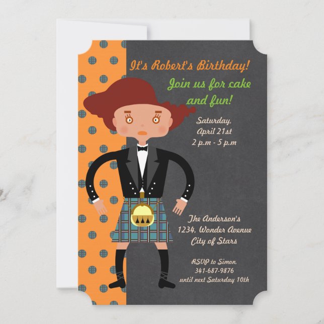 Scotland kid with kilt Birthday Party Invitation (Front)