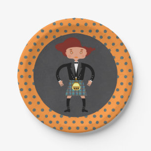 Scotland kid with kilt Birthday Party Paper Plate