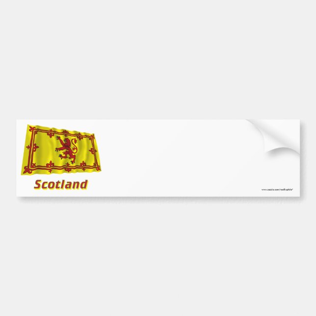 Scotland Lion Waving Flag with Name Bumper Sticker (Front)