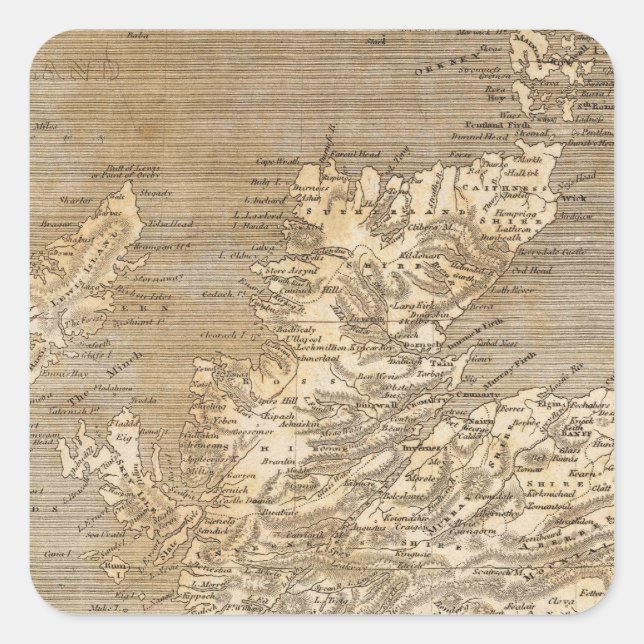 Scotland Map by Arrowsmith Square Sticker (Front)