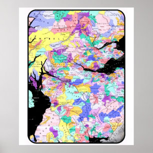 Scotland Map Scottish Clan Names Locations Image Poster