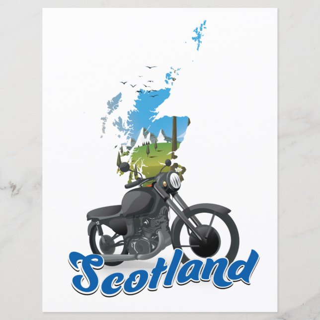 Scotland Motorcycle map travel poser (Front)