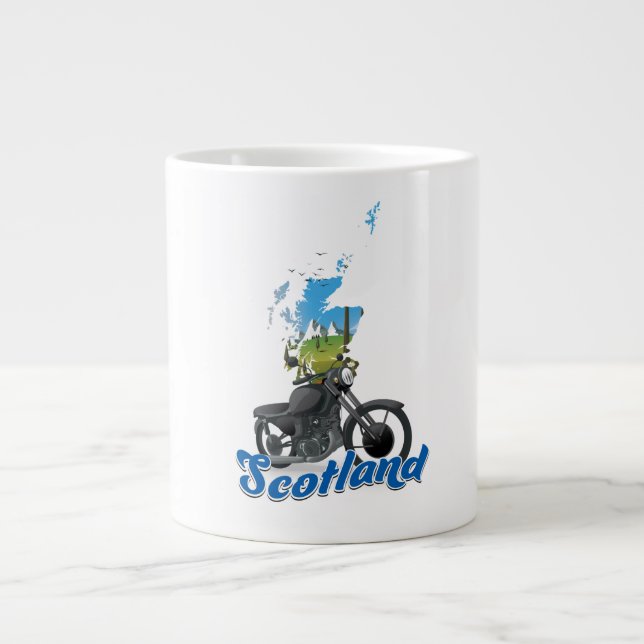 Scotland Motorcycle map travel poser Large Coffee Mug (Front)