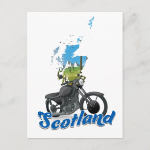 Scotland Motorcycle map travel poser Postcard