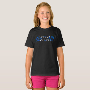 Scotland overlaid on Scottish flag Girls cn T-Shirt