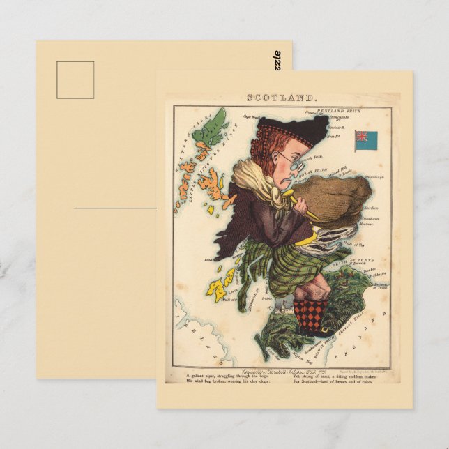 Scotland Pictorial maps Vintage Postcard (Front/Back)