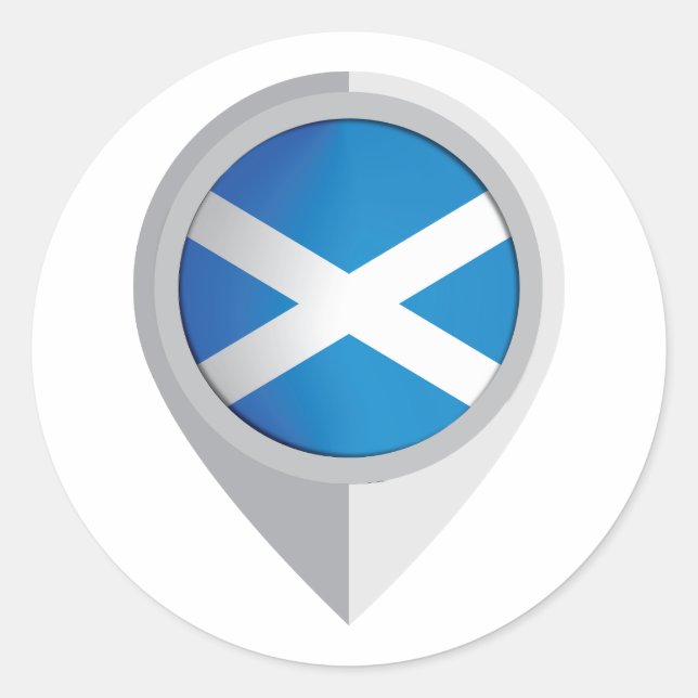 Scotland Pin Location Flag Classic Round Sticker (Front)