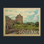 Scotland Postcard Castle Vintage Travel<br><div class="desc">Scotland design in Vintage Travel style featuring the gorgeous moors of Eilean Donan Castle.</div>