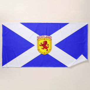 Scotland,  Rampant lion,  Ancient flag of Scotland Beach Towel
