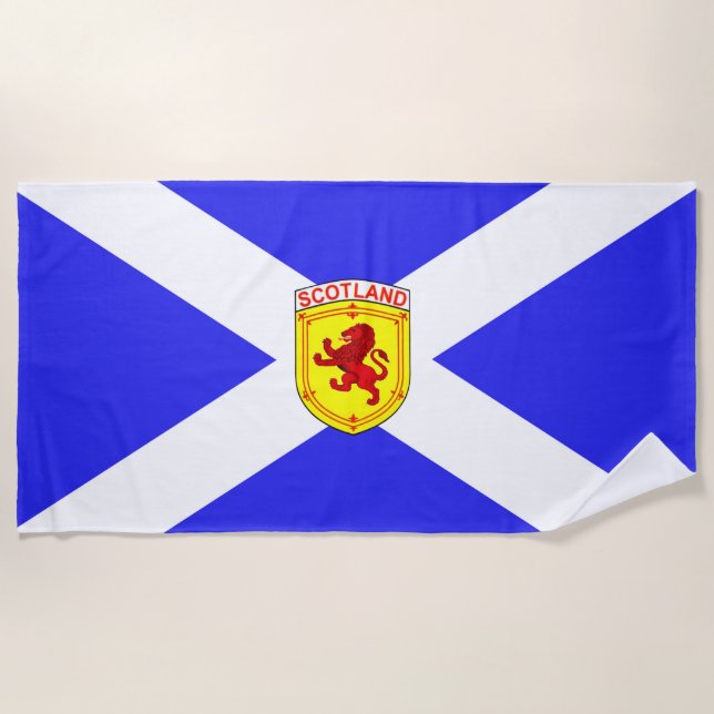 Scotland,  Rampant lion,  Ancient flag of Scotland Beach Towel (Front)