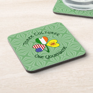 Scotland Rampant USA Ireland Flags Shamrock Name Coaster