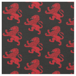 Scotland red Rampant Lion on black Fabric