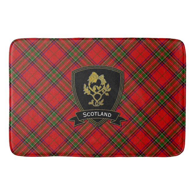 Scotland Rose Thistle Tartan Bath Mat (Front)