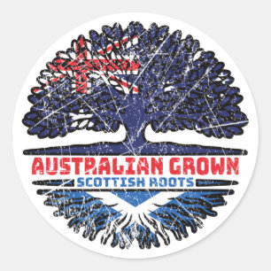 Scotland Scottish Australian Australia Tree Roots Classic Round Sticker