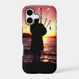 Scotland, Scottish bag pipper pipes sunset