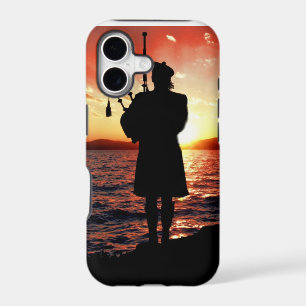 Scotland, Scottish bag pipper pipes sunset