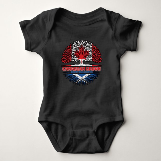Scotland Scottish Canadian Canada Tree Roots Flag Baby Bodysuit (Front)